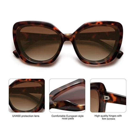 New Oversized Square Sunglasses Womens Vintage Shades Large Tortoise - Picture 5 of 7